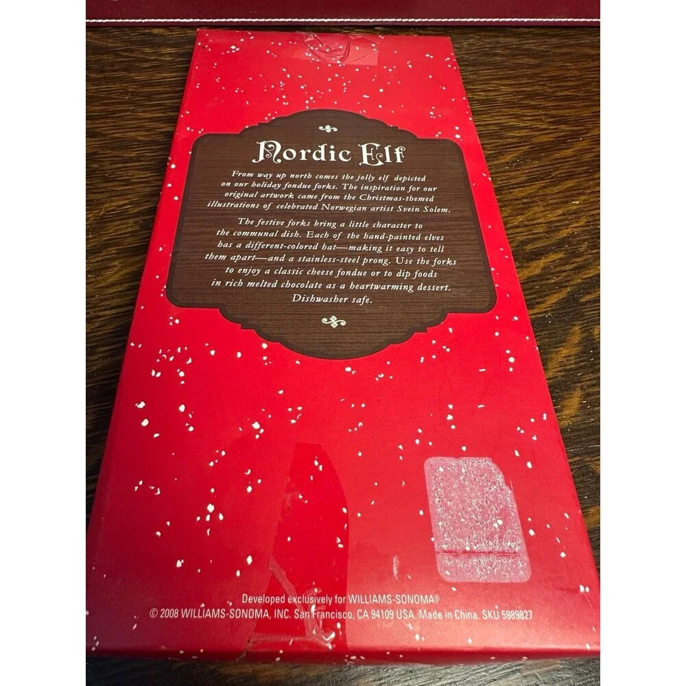 Williams Sonoma Nordic Elf Fondue Forks Set of 6 Stainless Holiday Christmas NIB